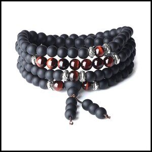 Tiger Eye Onyx Mala Beads Wrap Bracelet Necklace Meditation Yoga Boho